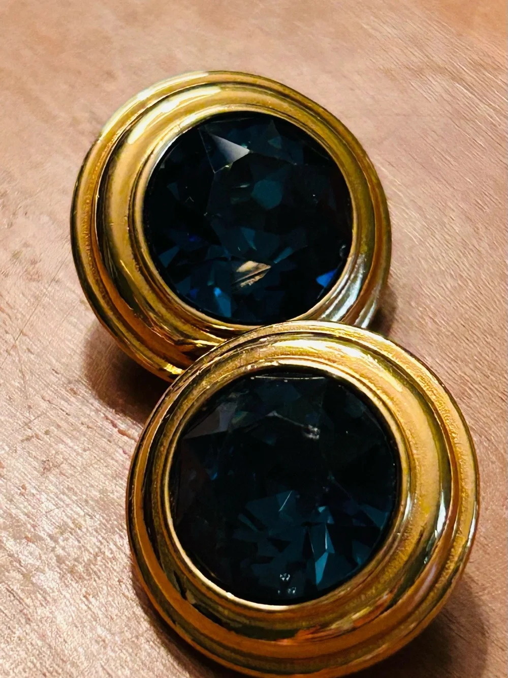 Monet Gold-Tone Earrings with Deep Teal Stones